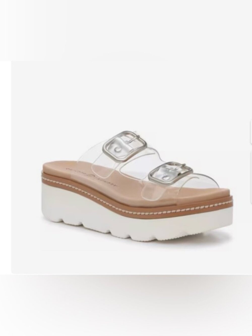Chinese Laundry Seraphine clear sandals shoes slides wedge 7.5
